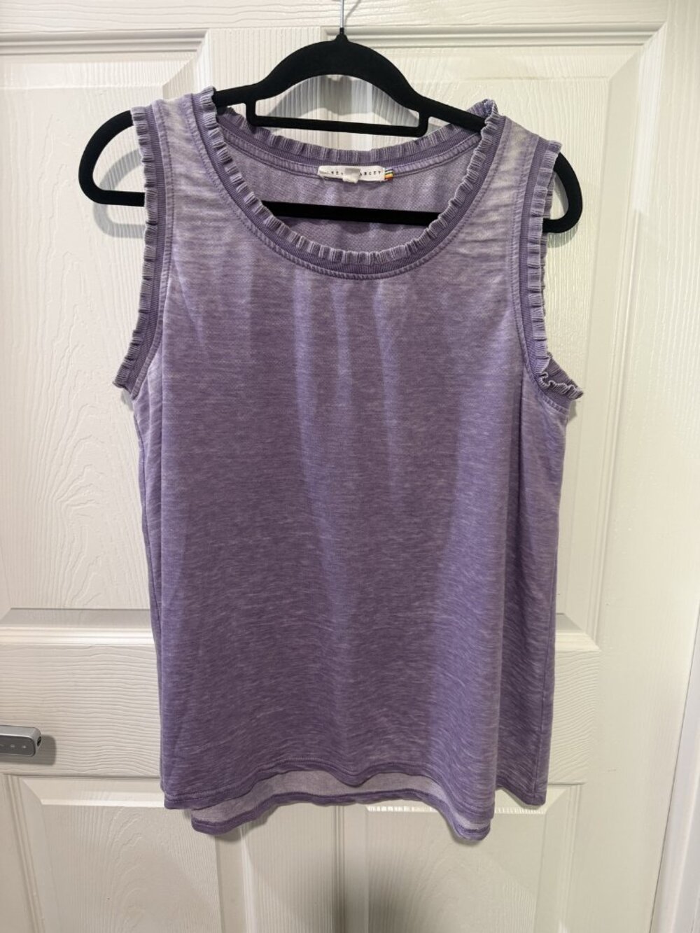 Jane & Delancey Size Large (L) Sleeveless Tank Top with Ruffle Trim Detail